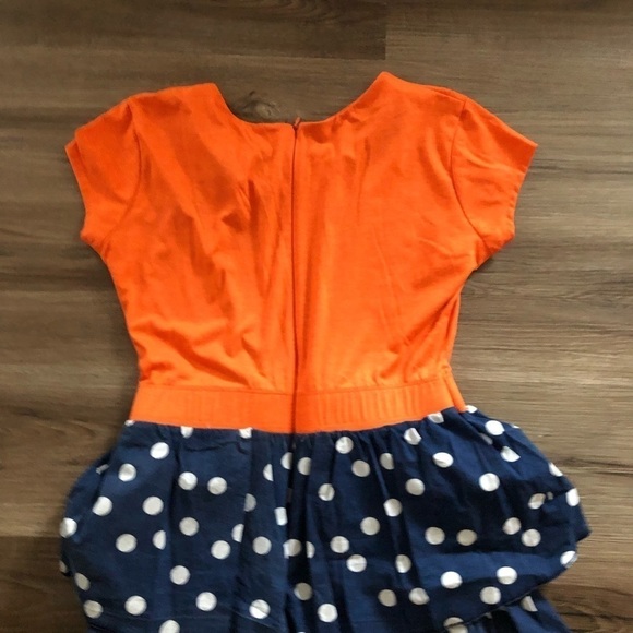 Shabby Apple Orang Blue White Poke A Dot Tier Dress size Medium - Picture 6 of 6